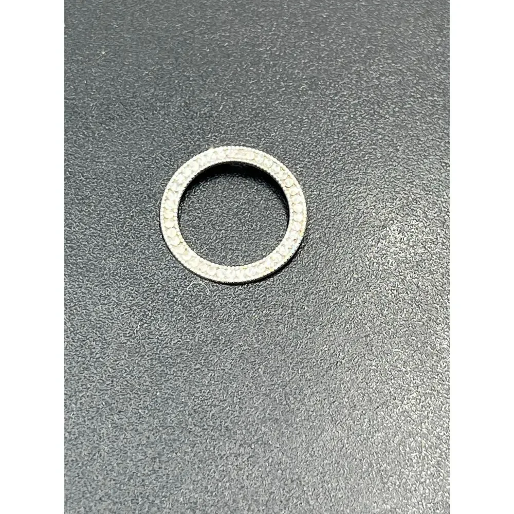 JCM 10k White Gold Round Open Circle Diamond‎ Cut Pendant Stamped